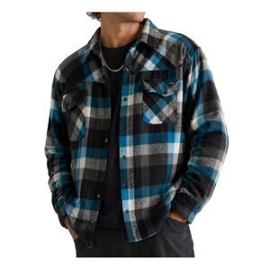 Vintage Elixir Blue & Black Plaid Lined Jacket M Y2K Indie